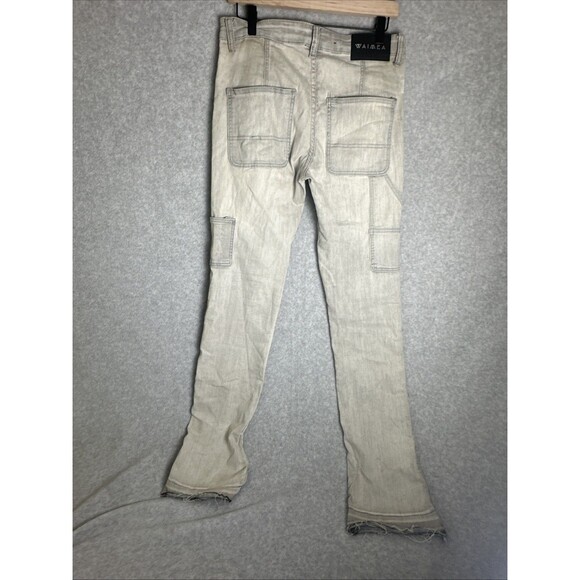 Waimea Jeans Men 30x36 Skinny Light Gray Distressed Skater Stack Street Hip Hop - Picture 6 of 8